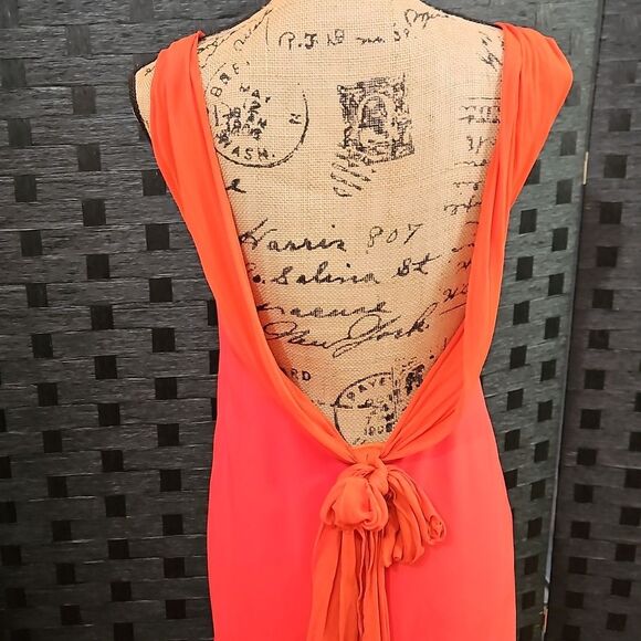 Selina Orange Evening Gown Size 10 - Picture 7 of 13